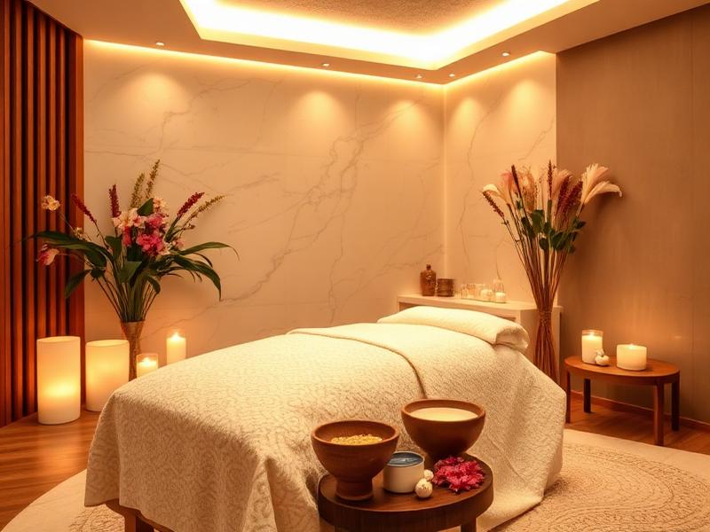 Premium body scrub treatment room with natural ingredients at spa near Uttara