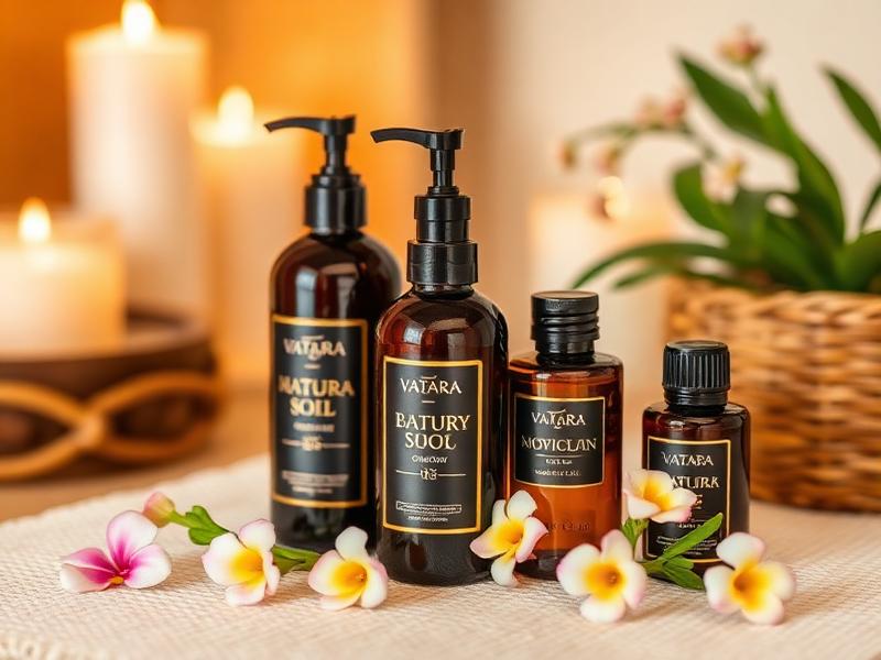 Premium massage oil collection at luxury spa near Vatara area