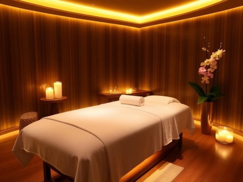 Relaxing spa interior with warm candlelight at wellness center near Badda Dhaka