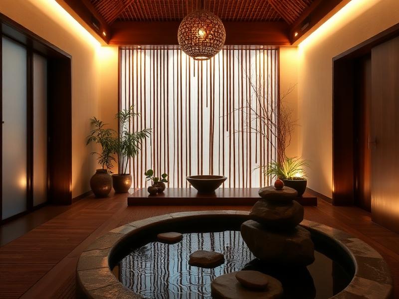 Zen meditation room with water fountain at spa near Vatara Dhaka